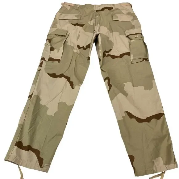 US Army Cargo Pants Men XL Green Camouflage Flat Front Drawstring Leg Button Fly - Picture 2 of 16